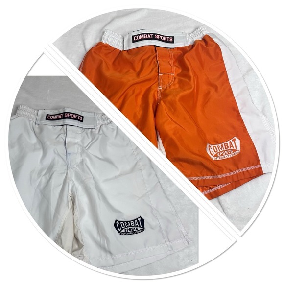2 Pairs Combat Sports MMA Kickboxing‎ Jiu Jitsu Shorts Men's 34 Orange And White - Picture 1 of 11